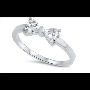 Sterling silver and CZ bow ring